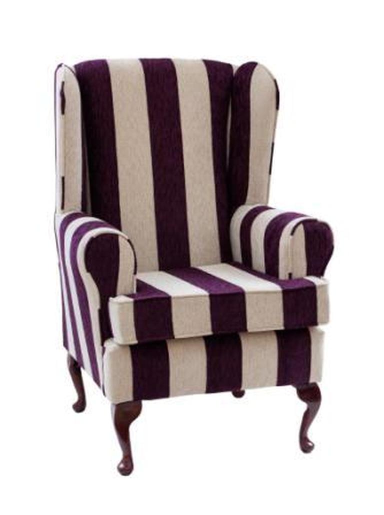 Luxury Orthopaedic High Seat Chair in Harrison stripe Plum